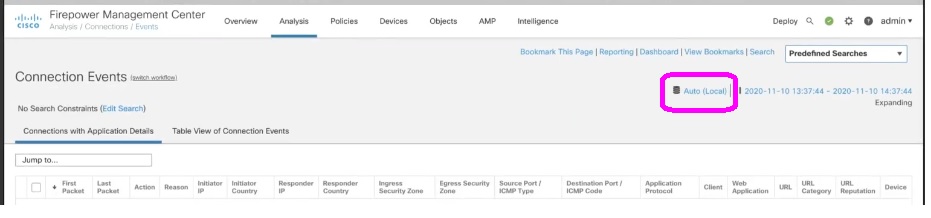 Location of the data source selector on the page