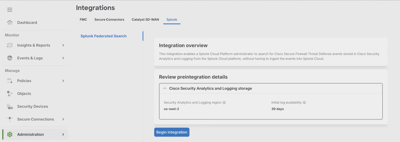 Image of Splunk Federated Search tab