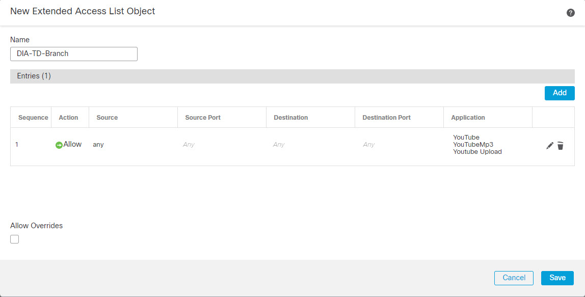 Extended acl for policy based routing