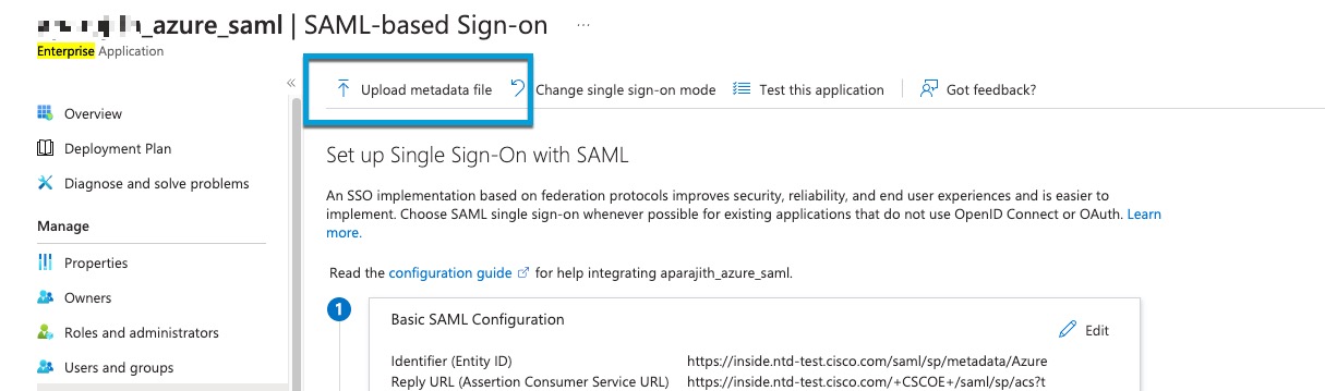 Uploading the service provider metadata is a simple way to configure the realm