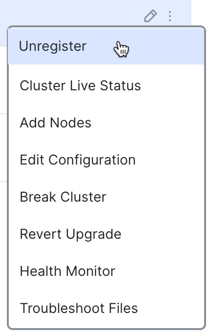 Unregister Cluster or Node