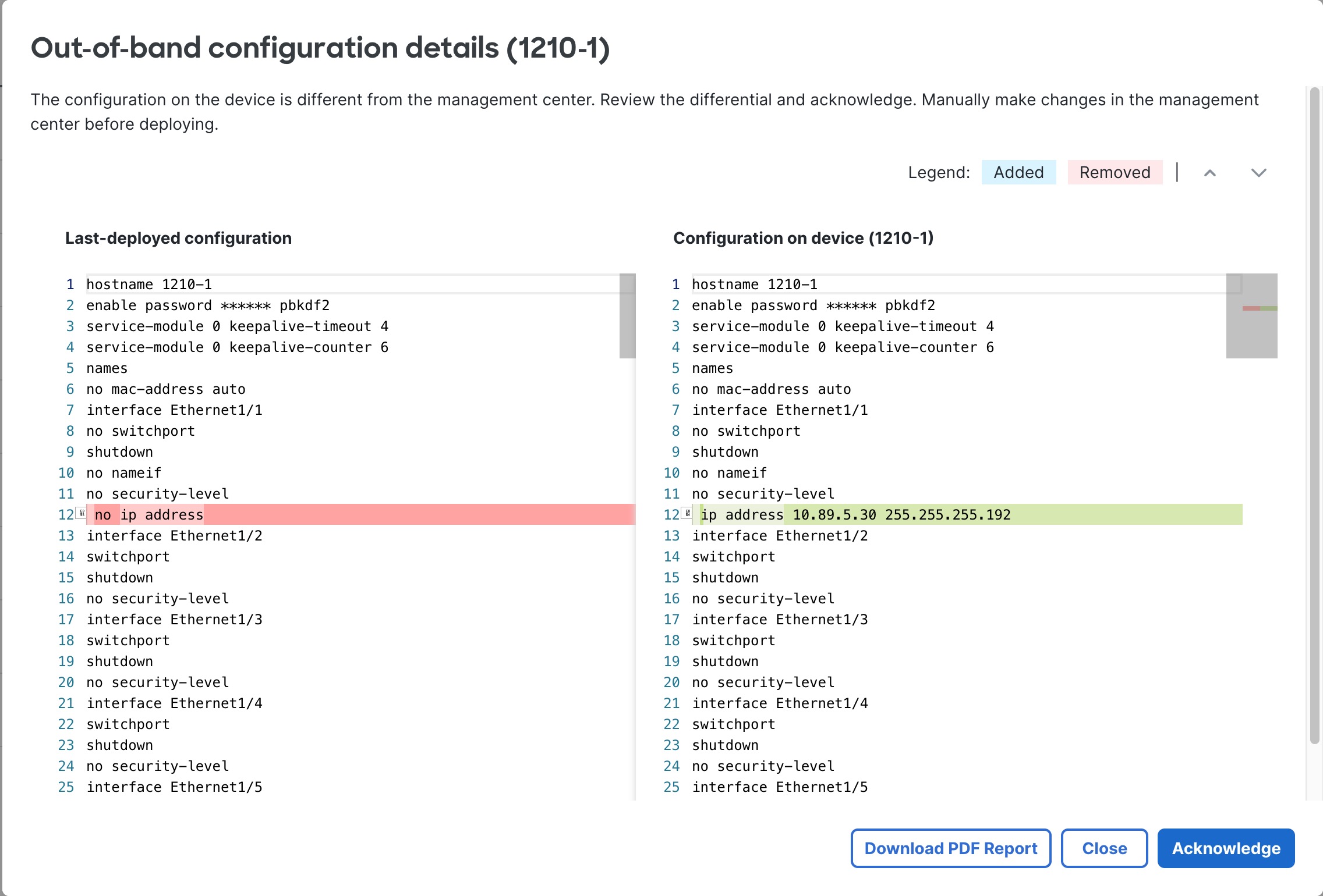 Out-of-Band Configuration Details