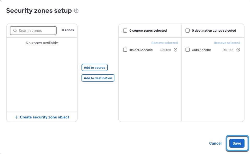 Sample outbound decryption policy that decrypts traffic coming from an inside security zone going to destination outside security zone.