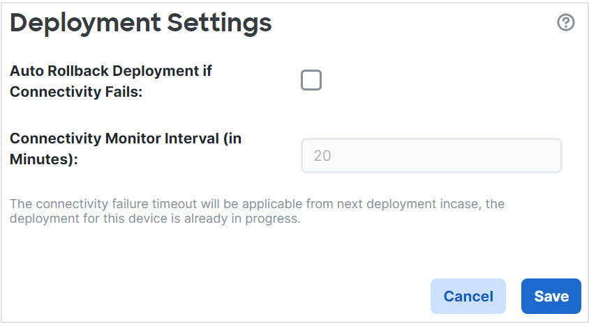 Deployment Settings