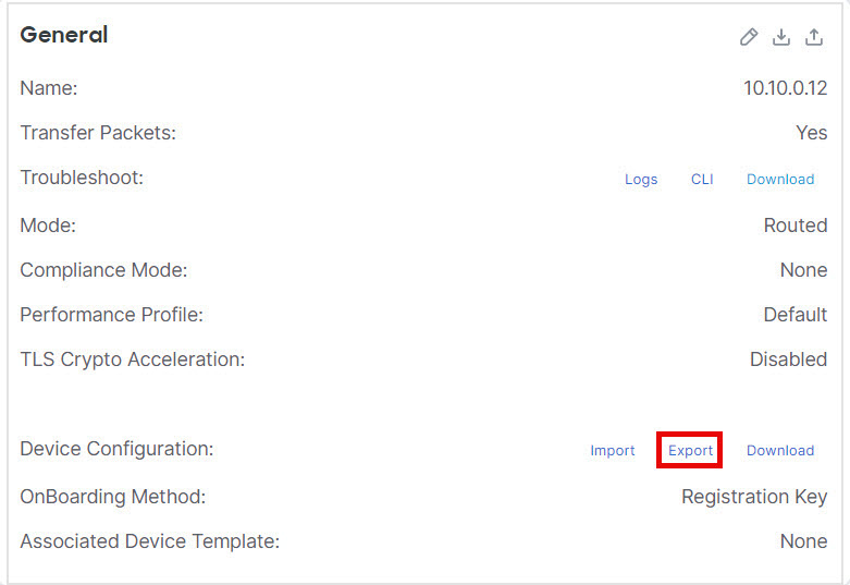 Export Device Configuration