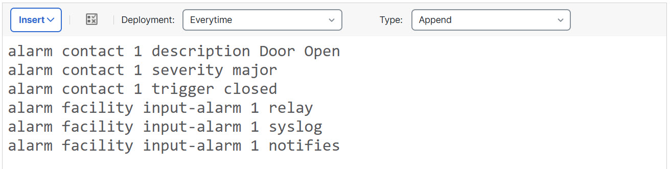 FlexConfig object for configuring alarm contacts on ISA 3000 devices.