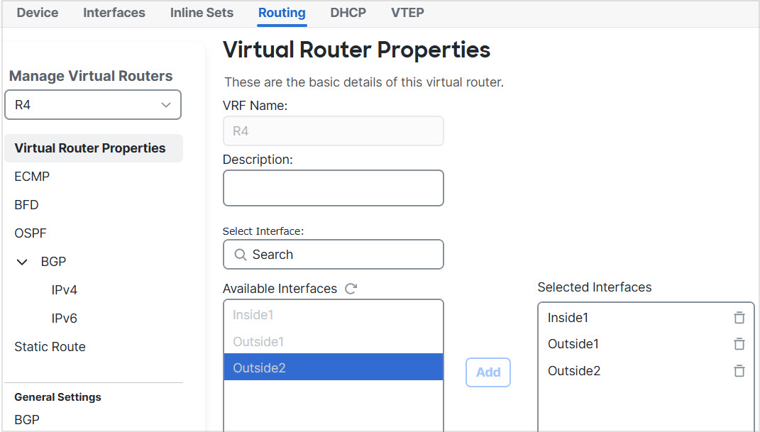 Configuring R4 virtual router