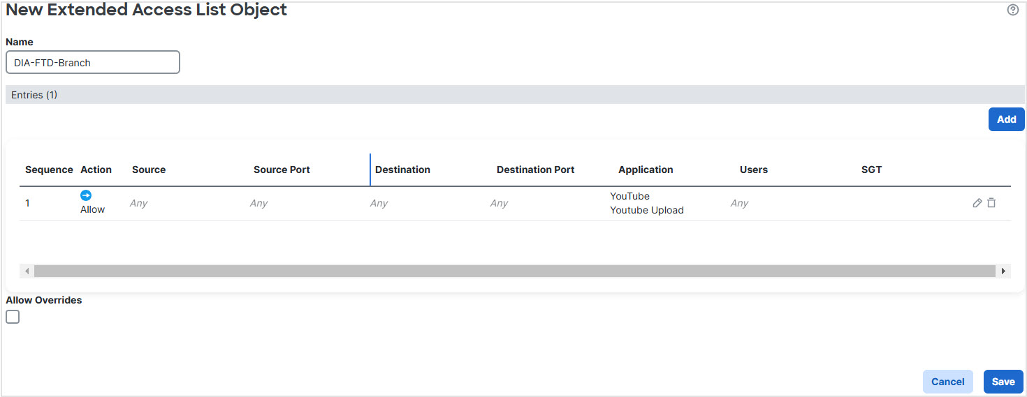 Extended acl for policy based routing