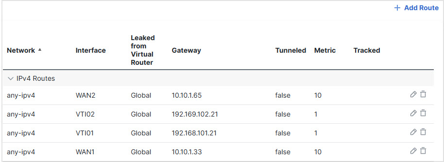 Configuring static routes - ECMP zones