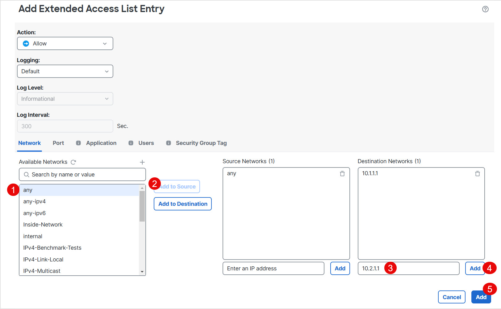 Source and Destination Networks