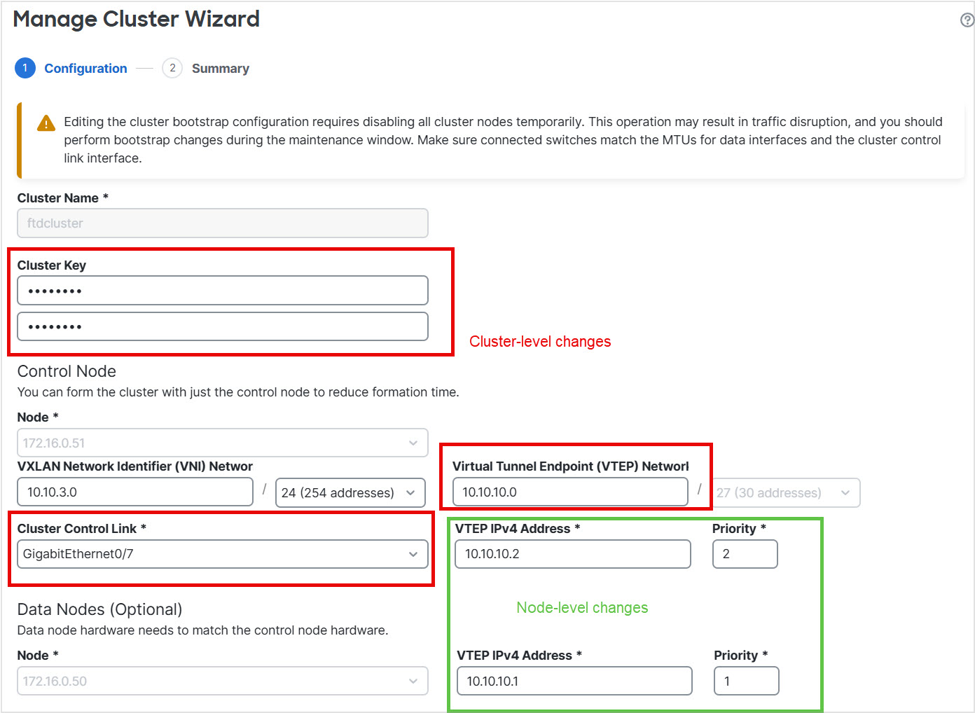 Manage Cluster Wizard