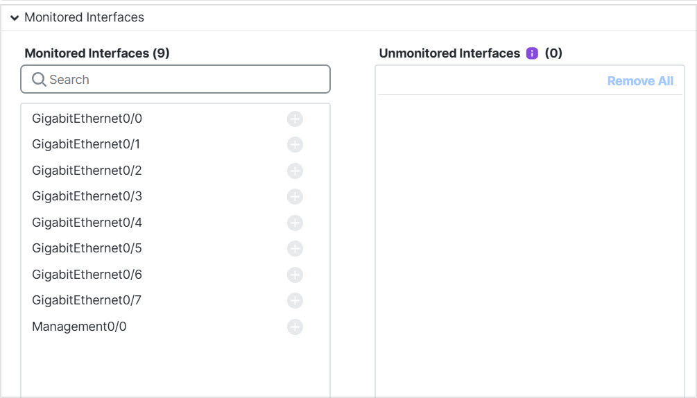 Configure Monitored Interfaces
