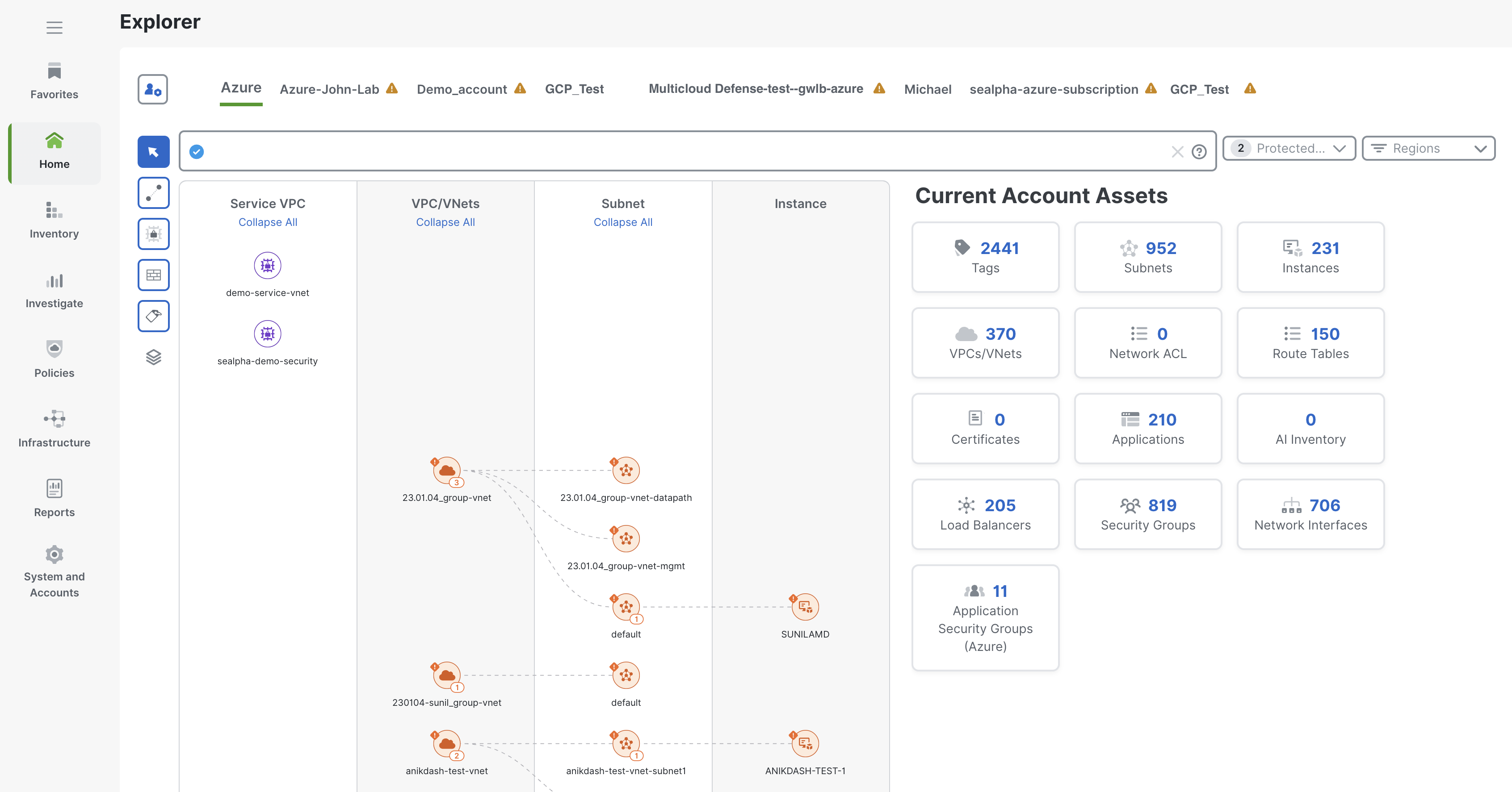View of the Explorer interface with components
